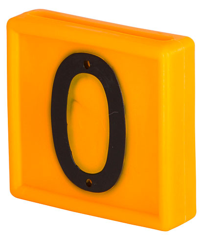 Number [0] for marking neck strap, yellow